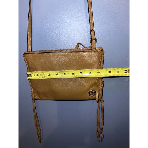 Vince Camuto Litzy Mocha Leather Fringe Crossbody Bag Western‎ Boho Chic Purse - Picture 9 of 13